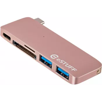 eSTUFF ES84121-ROSE nešiojamojo kompiuterio dokas / prievadų daugintuvas USB 3.2 Gen 2 (3.1 Gen 2) Type-C Rožinis auksas
