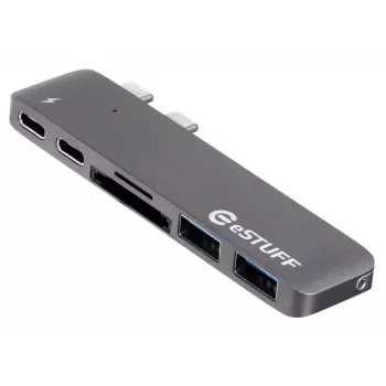 eSTUFF ES84122-Pilka sąsajos šakotuvas USB 3.2 Gen 1 (3.1 Gen 1) Type-C 5000 Mbit/s