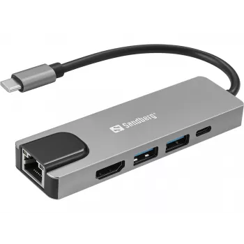 Sandberg USB-C 5in1 Travel Dock Saver laidinis USB 3.2 Gen 1 100W