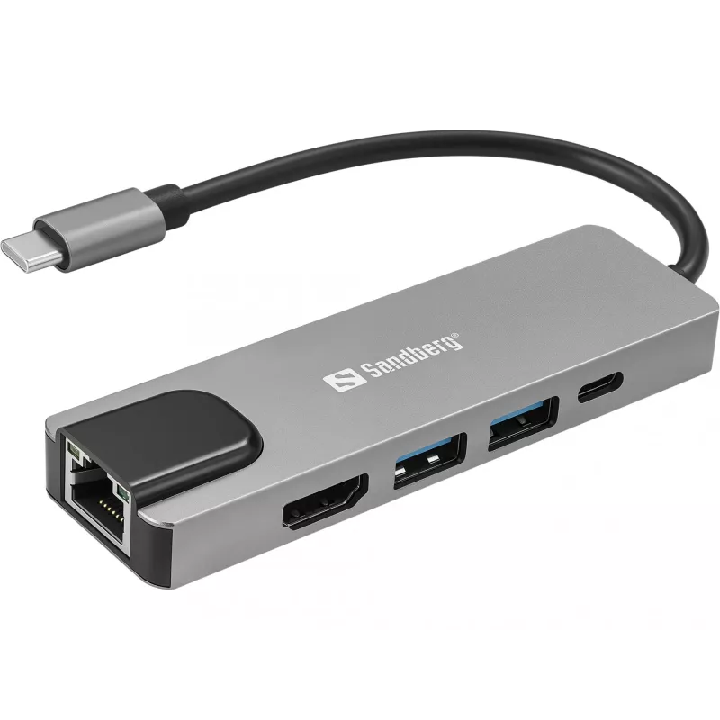 Sandberg USB-C 5in1 Travel Dock Saver laidinis USB 3.2 Gen 1 100W