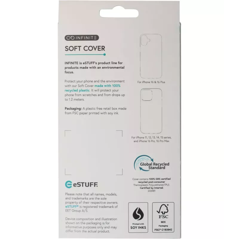 eSTUFF ES67100051 mobiliojo telefono dėklas 17 cm (6,7 col.) Dangtelis Skaidrus