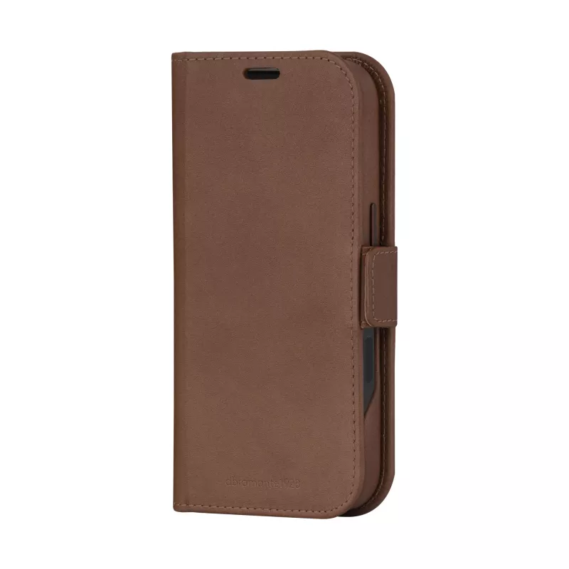 Dėklas-knygelė dbramante1928 Lynge MagSafe iPhone 16 Pro tamsiai ruda