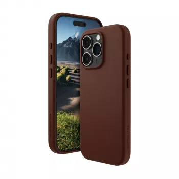„dbramante1928 Roskilde“ dėklas, skirtas „iPhone 16 Pro“, tamsiai rudos spalvos, derinantis nesenstančią eleganciją su moderniu funkcionalumu