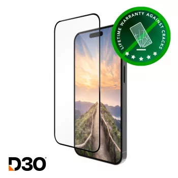 dbramante1928 eco-shield D3O - iPhone 16 ProMax - Juoda Edge grūdinto stiklo ekrano apsauga