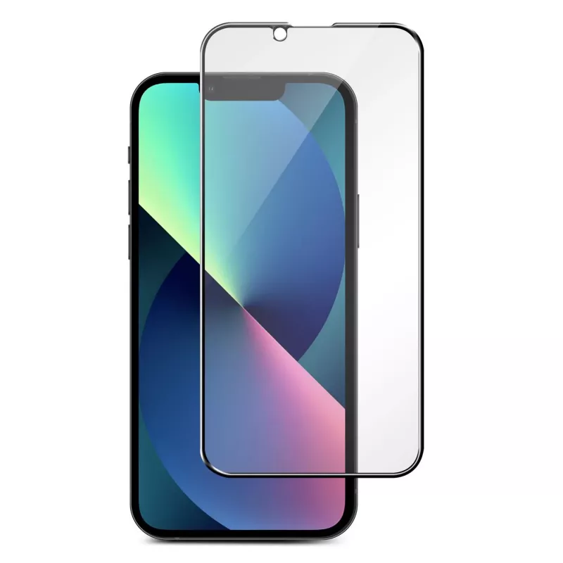 Grūdinto stiklo ekrano apsauga eSTUFF Titan Shield, skirta Apple iPhone 13 / 13 Pro / 14 – visiška apsauga, juodas rėmelis