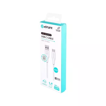 USB laidas eSTUFF ES605170 1 m USB-C į USB-A USB 2.0 baltas