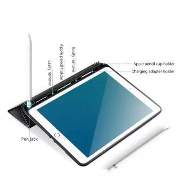 eSTUFF SEATTLE dėklas-pieštukinė iPad Air 5/4 10.9 2022/2020 – juoda PU oda