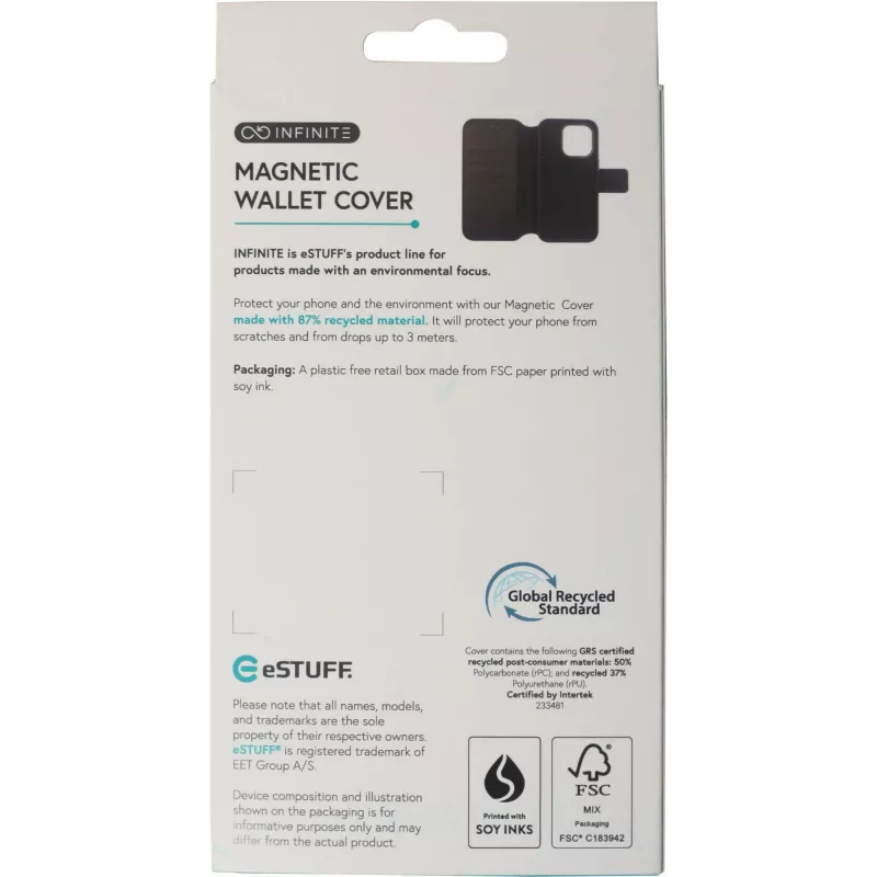 eSTUFF ES67160100 mobiliojo telefono dėklas 15,5 cm (6,1 colio) Piniginės tipo dėklas Juodas