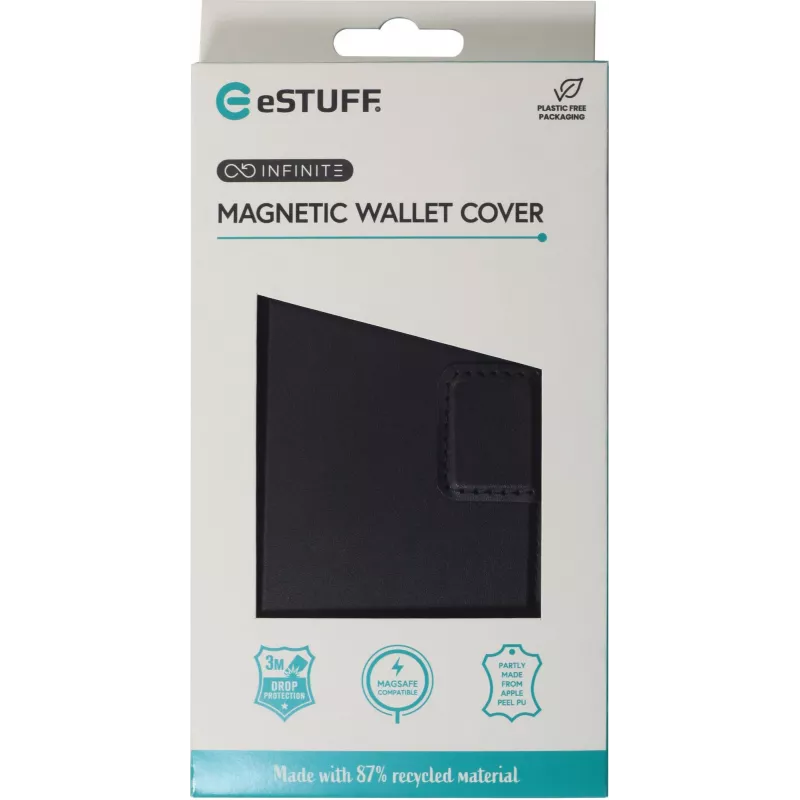 eSTUFF ES67160100 mobiliojo telefono dėklas 15,5 cm (6,1 colio) Piniginės tipo dėklas Juodas