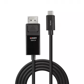 Lindy 3m USB Type C į DP 8K60 adapterio laidas, 3 m, USB Type-C, DisplayPort, Vyriškas, Vyriškas, Tiesus
