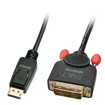 Lindy 41489 vaizdo kabelio adapteris 0,5 m DisplayPort DVI-D juodas