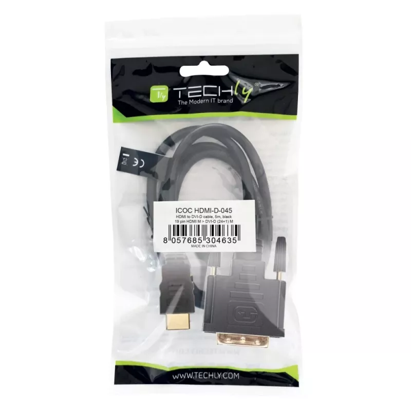 Vaizdo kabelio adapteris Techly ICOC-HDMI-D-045 5 m DVI-D juodas