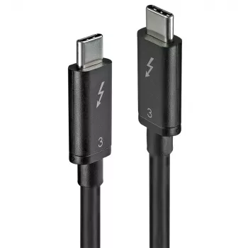 Lindy 0,5 m Thunderbolt 3 kabelis, pasyvus, 0,5 m, USB C, USB C, USB 3.2 Gen 1 (3.1 Gen 1), vyriškas/vyriškas, juodas