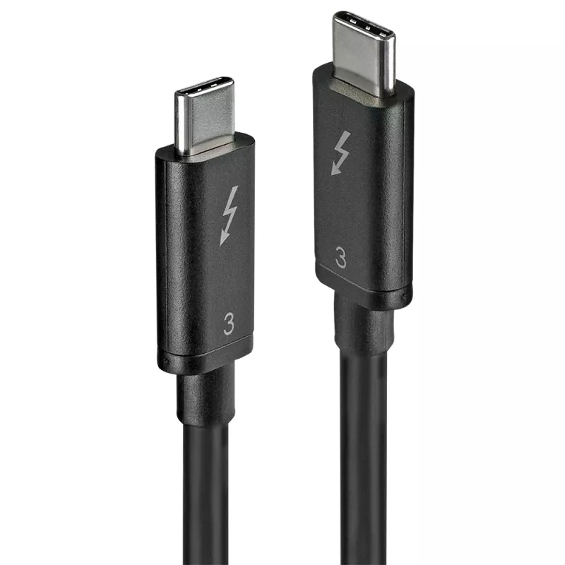 Lindy 0,5 m Thunderbolt 3 kabelis, pasyvus, 0,5 m, USB C, USB C, USB 3.2 Gen 1 (3.1 Gen 1), vyriškas/vyriškas, juodas