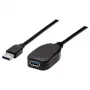 Manhattan USB-A į USB-A ilginamasis laidas, 5 m, kištukas–lizdas, aktyvus, 5 Gbps (USB 3.2 Gen1, dar žinomas kaip USB 3.0), įmontuotas kartotuvas, SuperSpeed USB, juodas, trejų metų garantija, atitinka USB2AAEXT5M.