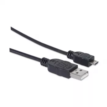 Manhattan USB-A į Micro-USB kabelis, 1,8 m, kištukas–kištukas, juodas, 480 Mbps (USB 2.0), Hi-Speed USB, garantija visam laikui, atitinka UUSBHAUB6.
