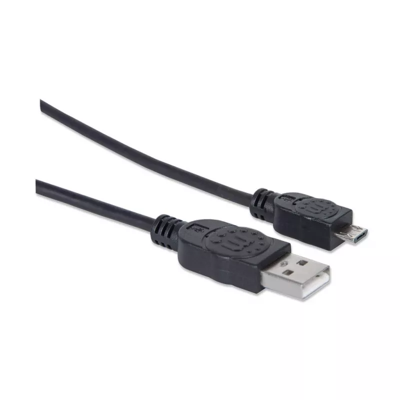 Manhattan USB-A į Micro-USB kabelis, 1,8 m, kištukas–kištukas, juodas, 480 Mbps (USB 2.0), Hi-Speed USB, garantija visam laikui, atitinka UUSBHAUB6.
