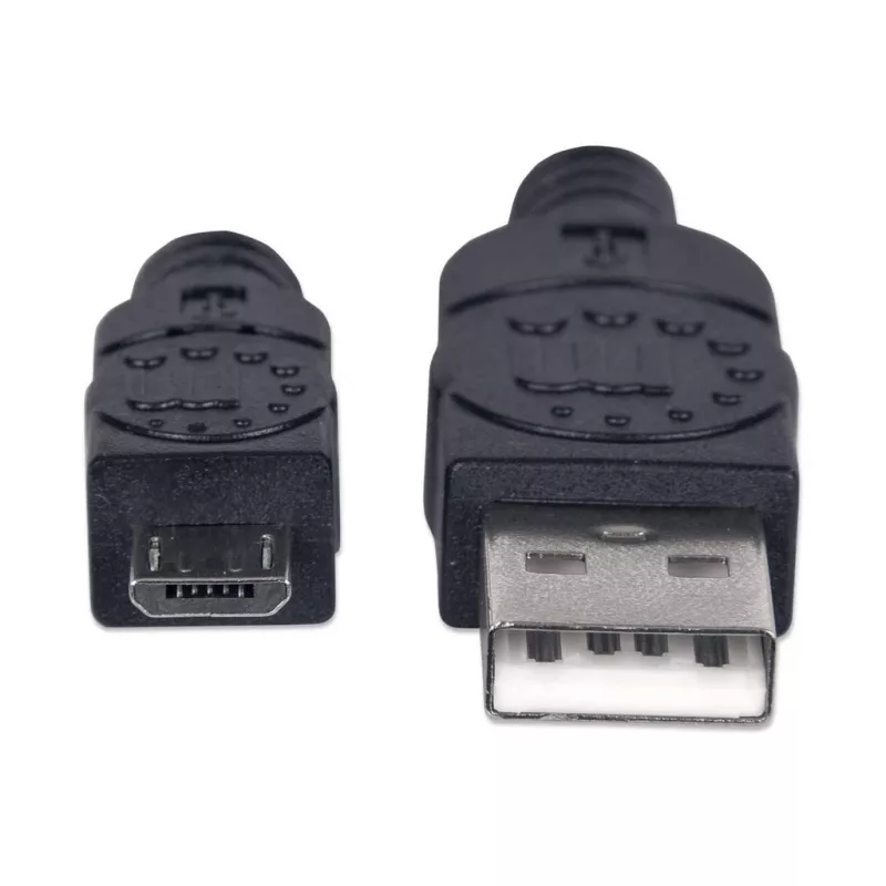 Manhattan USB-A į Micro-USB kabelis, 1,8 m, kištukas–kištukas, juodas, 480 Mbps (USB 2.0), Hi-Speed USB, garantija visam laikui, atitinka UUSBHAUB6.