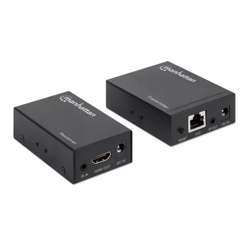 Manhattan HDMI 1080p Etherneto ilgintuvo rinkinys, iki 50 m vienu Cat6 kabeliu, siųstuvo ir imtuvo moduliai, IR palaikymas, trejų metų garantija