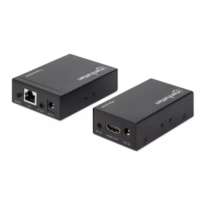 Manhattan HDMI 1080p Etherneto ilgintuvo rinkinys, iki 50 m vienu Cat6 kabeliu, siųstuvo ir imtuvo moduliai, IR palaikymas, trejų metų garantija