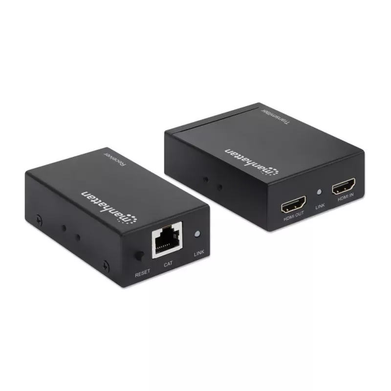 Manhattan HDMI 1080p Etherneto ilgintuvo rinkinys, iki 50 m vienu Cat6 kabeliu, siųstuvo ir imtuvo moduliai, IR palaikymas, trejų metų garantija