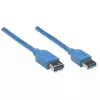USB-A į USB-A ilginamasis laidas Manhattan 2 m kištukas į lizdą mėlynas