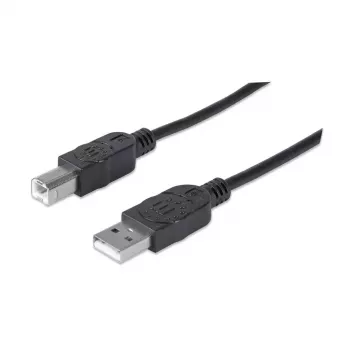 USB-A į USB-B kabelis Manhattan 333368 1,8 m vyriškas į vyrišką juodas