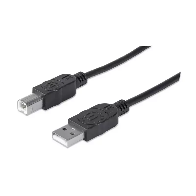 USB-A į USB-B kabelis Manhattan 333368 1,8 m vyriškas į vyrišką juodas