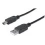 Manhattan USB-A į Mini-USB kabelis, 1,8 m, kištukas–kištukas, juodas, 480 Mbps (USB 2.0), didelės spartos USB, garantija visam laikui, atitinka USB2HABM2M (išskyrus 20 cm trumpesnis)