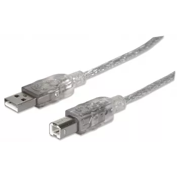 USB-A į USB-B laidas Manhattan USB2AA2M 3 m kištukas–kištukas sidabrinis