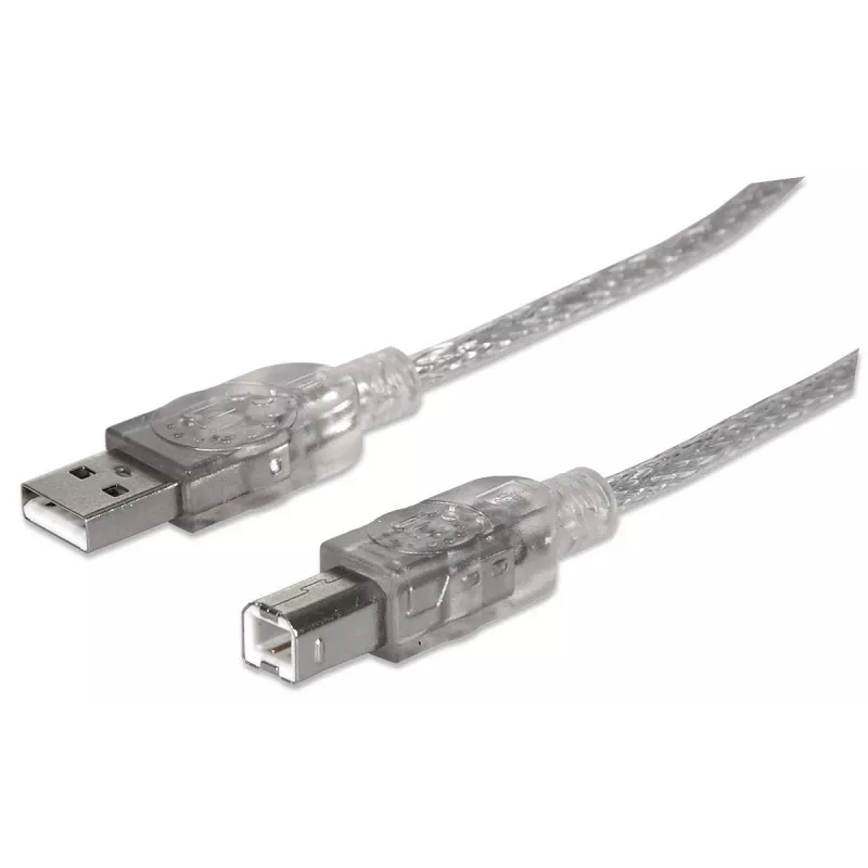 USB-A į USB-B laidas Manhattan USB2AA2M 3 m kištukas–kištukas sidabrinis