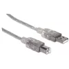 USB-A į USB-B laidas Manhattan USB2AA2M 3 m kištukas–kištukas sidabrinis