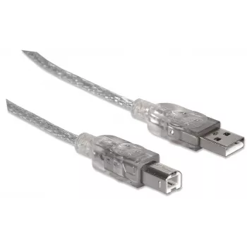 USB-A į USB-B laidas Manhattan USB2AA2M 3 m kištukas–kištukas sidabrinis