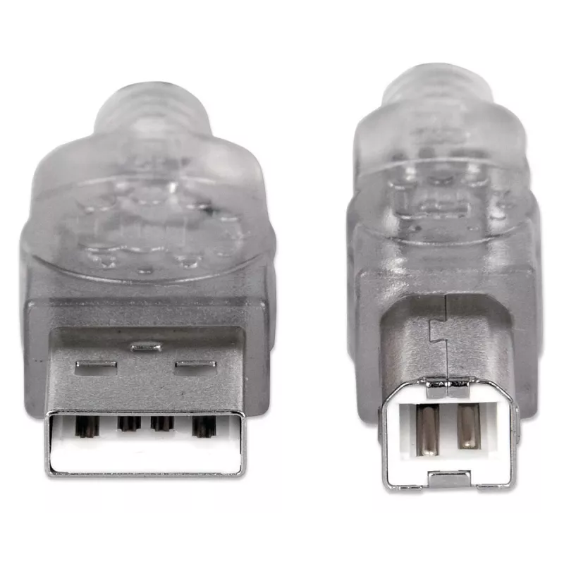 USB-A į USB-B laidas Manhattan USB2AA2M 3 m kištukas–kištukas sidabrinis