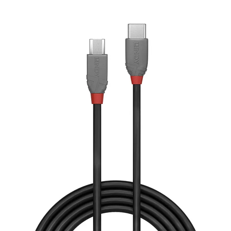 “Lindy” 0,5 m USB 2.0 Type C į Micro-B laidas, “Anthra Line”