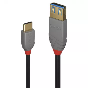 Lindy 0,15 m USB 3.2 Type C į A adapterio kabelis, 10 Gbps, Anthra Line