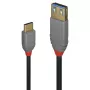 Lindy 0,15 m USB 3.2 Type C į A adapterio kabelis, 10 Gbps, Anthra Line