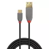 Lindy 0,15 m USB 2.0 C tipo į A adapterio laidas, Anthra Line, 0,15 m, USB A, USB C, USB 2.0, 0,48 Gbit/s, juoda, pilka