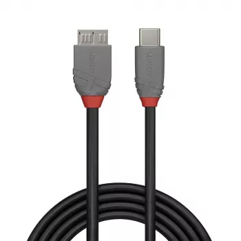 Lindy 3 m USB 3.2 Type C to Micro-B laidas, Anthra Line, 3 m, USB C, Micro-USB B, USB 3.2 Gen 1 (3.1 Gen 1), Juoda