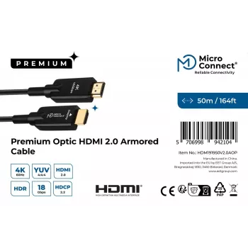 “Microconnect HDM191950V2.0AOP” HDMI laidas 50 m HDMI Type A (standartinis) juodas