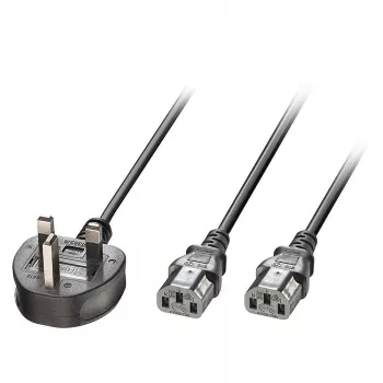 Maitinimo laidas MicroConnect PE090425Y, H05VV-F 2,5 m, 2 x C13 mova, 250 V 13 A, juodas