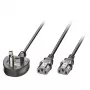 Maitinimo laidas MicroConnect PE090425Y, H05VV-F 2,5 m, 2 x C13 mova, 250 V 13 A, juodas
