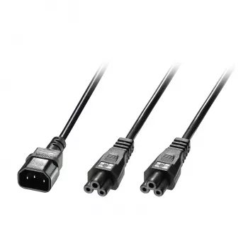 Lindy 2,5 m IEC C14 į 2 x IEC C5 skirstytuvo prailginimo kabelis, juodas