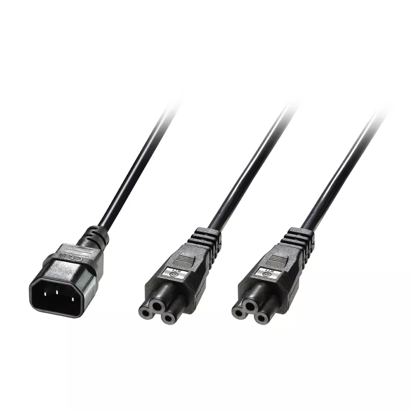 Lindy 2,5 m IEC C14 į 2 x IEC C5 skirstytuvo prailginimo kabelis, juodas