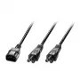 Lindy 2,5 m IEC C14 į 2 x IEC C5 skirstytuvo prailginimo kabelis, juodas