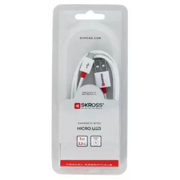 USB laidas Skross 2.700202-E Micro-USB A į USB A 1m Baltas