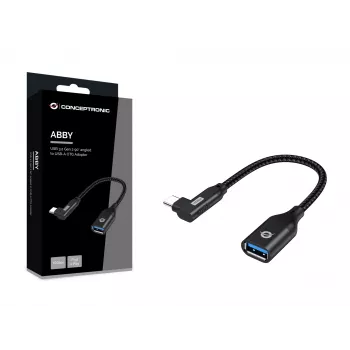 Conceptronic ABBY19B USB 3.2 Gen 2 90° kampuotas prie USB-A OTG adapteris