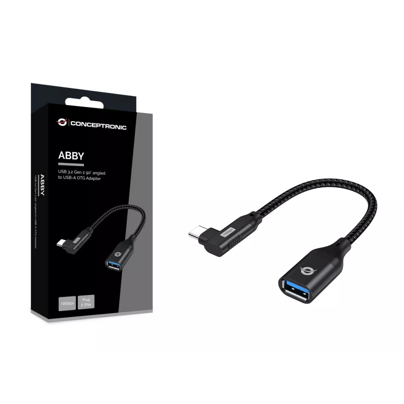 Conceptronic ABBY19B USB 3.2 Gen 2 90° kampuotas prie USB-A OTG adapteris