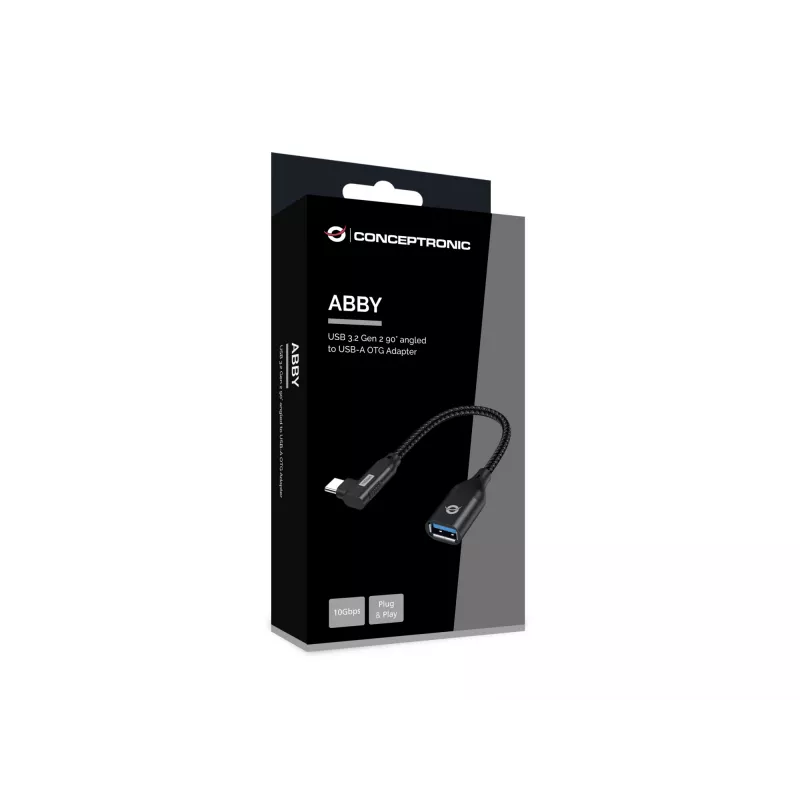 Conceptronic ABBY19B USB 3.2 Gen 2 90° kampuotas prie USB-A OTG adapteris