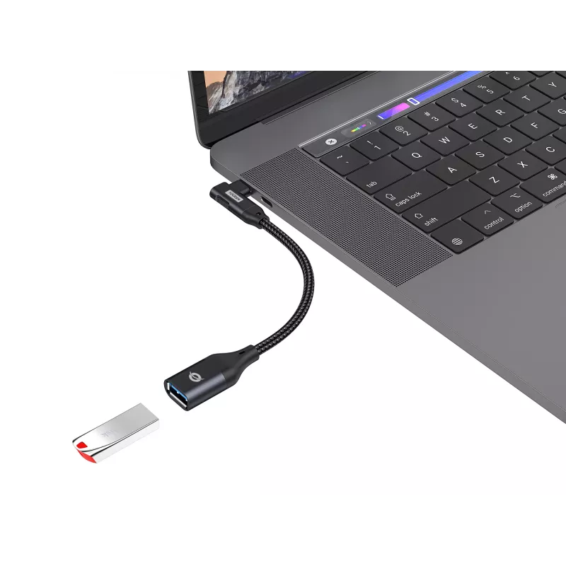Conceptronic ABBY19B USB 3.2 Gen 2 90° kampuotas prie USB-A OTG adapteris